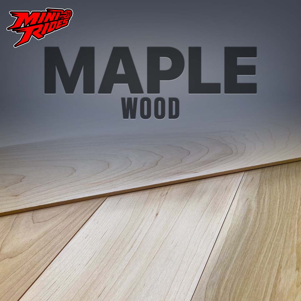 A close-up of our signature natural grain maple wood used in our Mini Rides production.