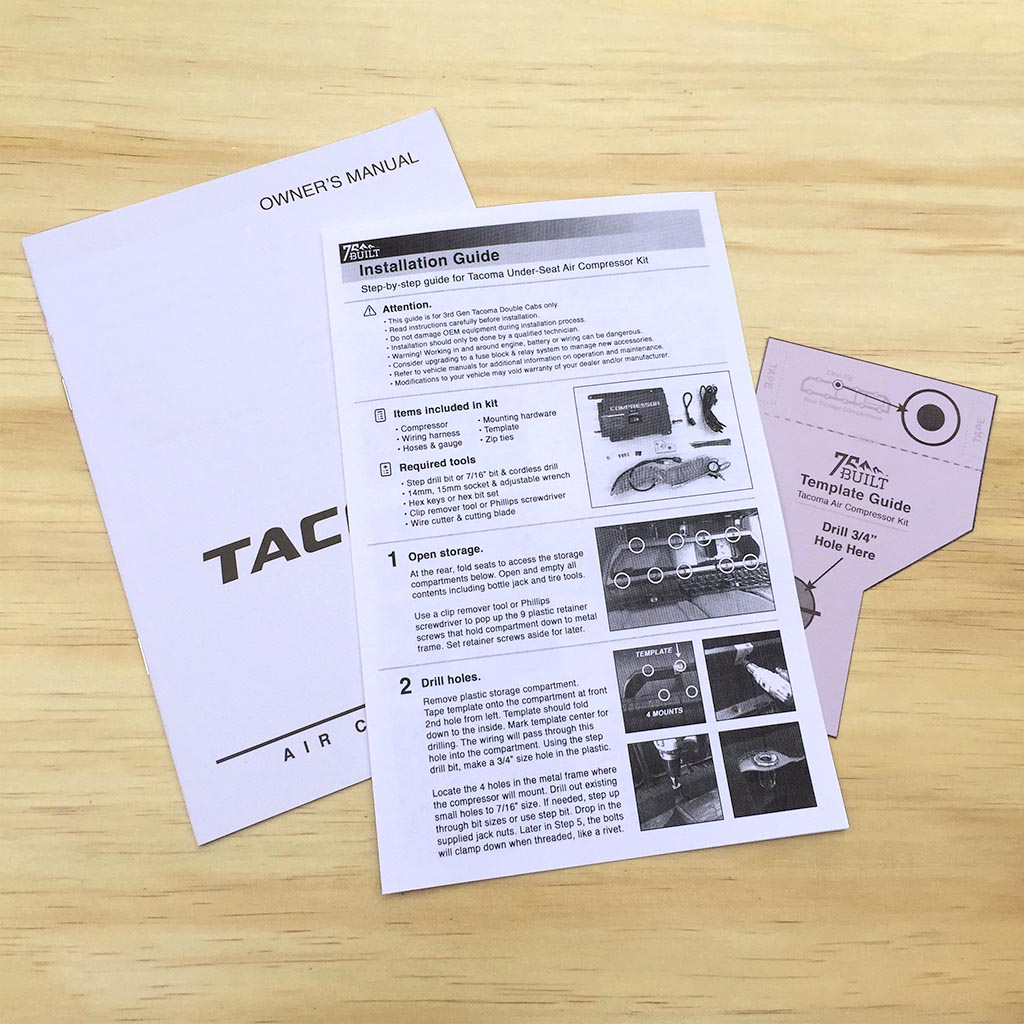 Tacoma Under-Seat Air Compressor Kit