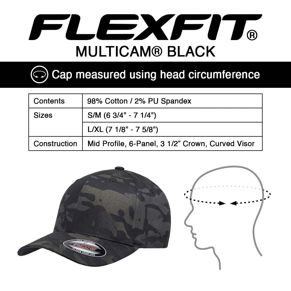 FLEXFIT® Black Multicam Cap - Plain