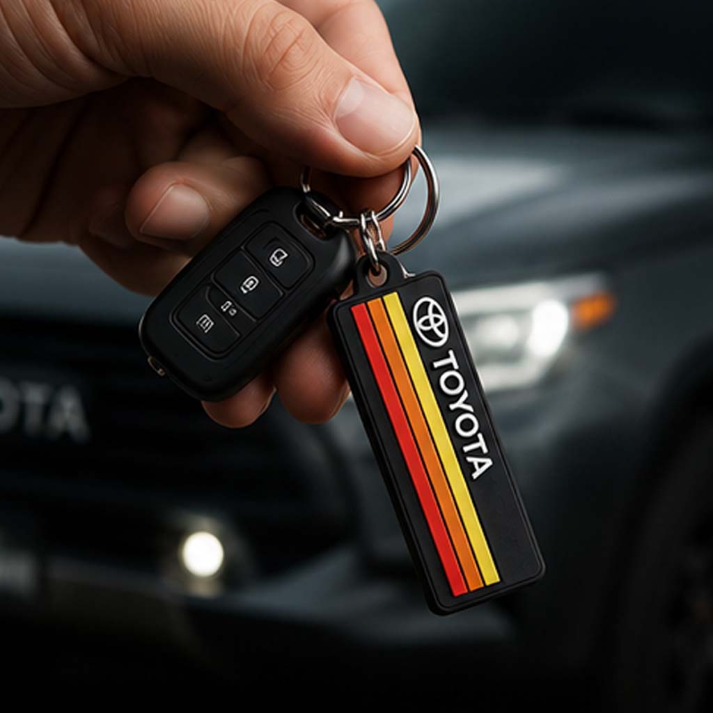 Toyota Silicone Keychain - Retro Stripes